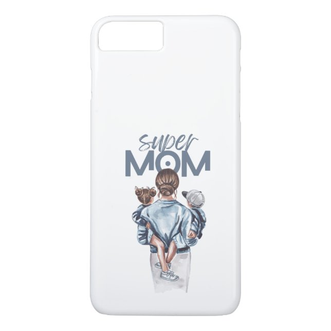 Personalized Super Mom with Son and Daughter Gift Case-Mate iPhone Hülle (Rückseite)