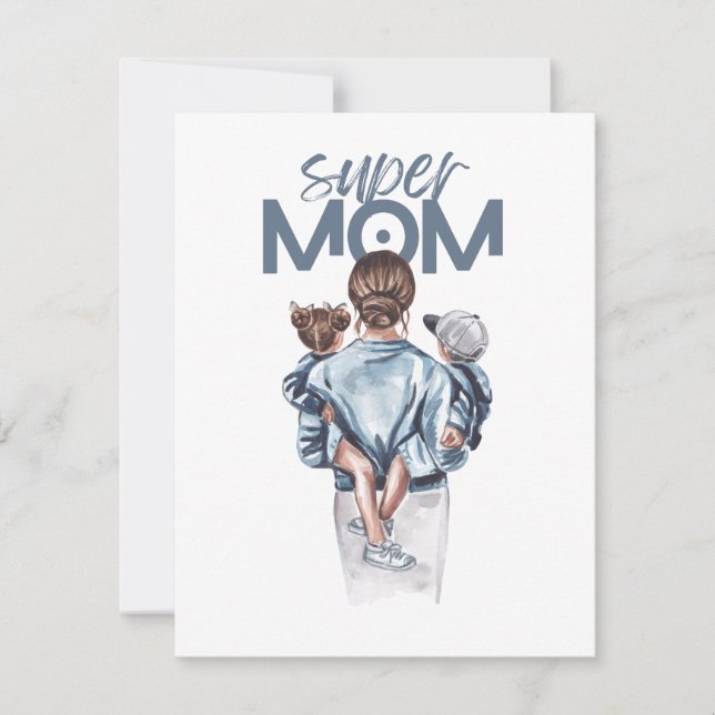 Personalized Super Mom with Son and Daughter Gift  Einladung (Vorderseite)