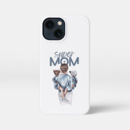 Personalized Super Mom with Son and Daughter Gift iPhone 13 Mini Hülle