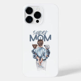 Personalized Super Mom with Son and Daughter Gift iPhone 14 Pro Max Hülle