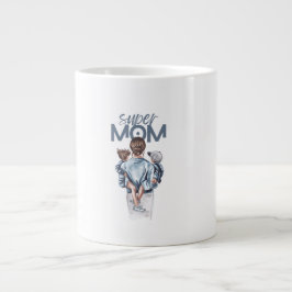 Personalized Super Mom with Son and Daughter Gift Jumbo-Tasse