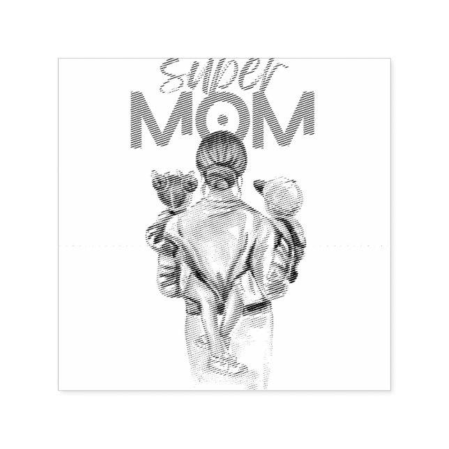 Personalized Super Mom with Son and Daughter Gift  Permastempel (Design)