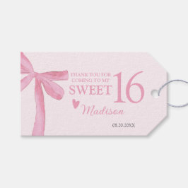 Personalized Sweet 16 Birthday Coquette Pink Bow  Geschenkanhänger