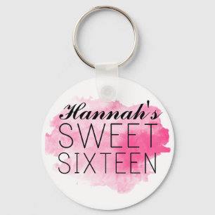 Personalized Sweet 16 Keychain Favor/Gift Pink Schlüsselanhänger