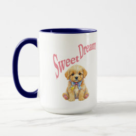 Personalized "Sweet Dream" Puppy Dog Watercolor Mu Tasse