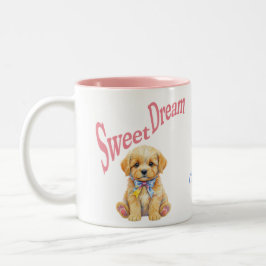 Personalized "Sweet Dream" Puppy Dog Watercolor Mu Zweifarbige Tasse