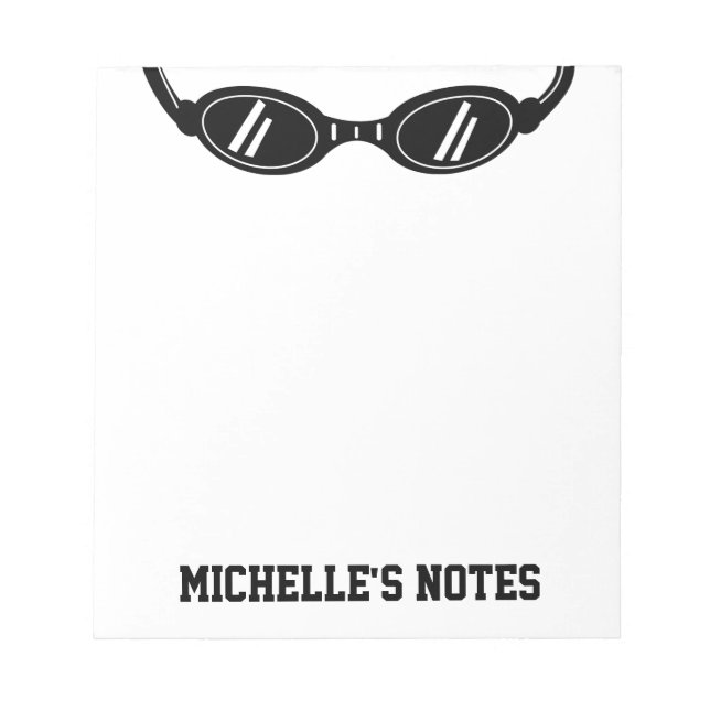 Personalized swimming goggles writing notepads notizblock (Vorderseite)