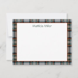 Personalized Tartan Note Card with Plaid Backgroun Mitteilungskarte