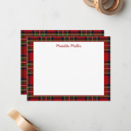 Personalized Tartan Note Card with Plaid Backgroun Mitteilungskarte