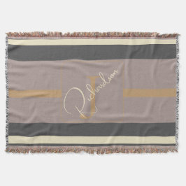 Personalized Taupe Gold Stripe Modern Neutral Chic Decke