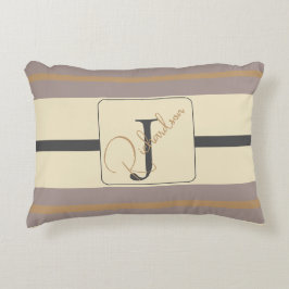 Personalized Taupe Gold Stripe Modern Neutral Chic Dekokissen