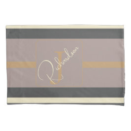 Personalized Taupe Gold Stripe Modern Neutral Chic Kissenbezug
