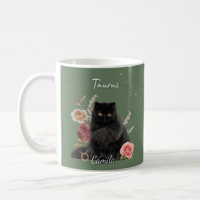 Personalized Taurus Cat Mug with Name Kaffeetasse (Links)