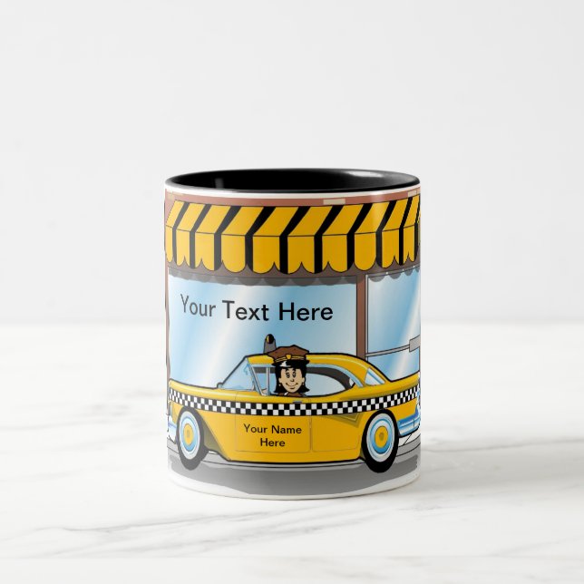 Personalized Taxi Cab Driver Two-Tone Coffee Mug Zweifarbige Tasse (Mittel)
