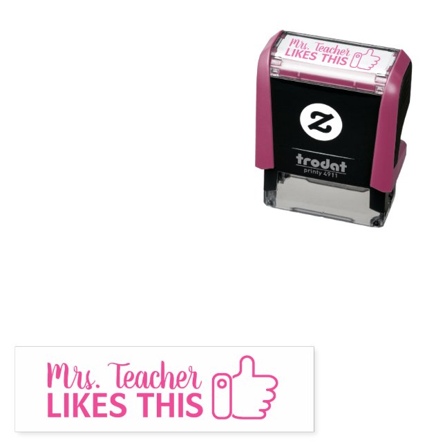 Personalized Teacher Likes This Stamp Permastempel (Beispiel)