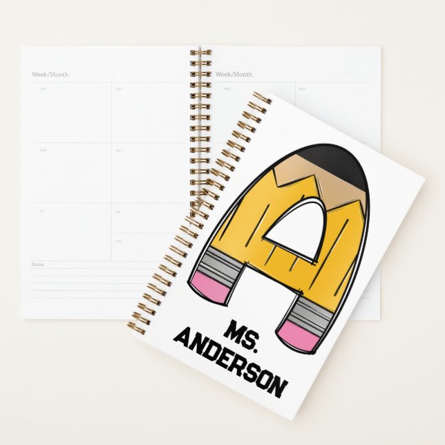 Personalized Teacher Planner – Pencil Initial Planer (Anzeige)