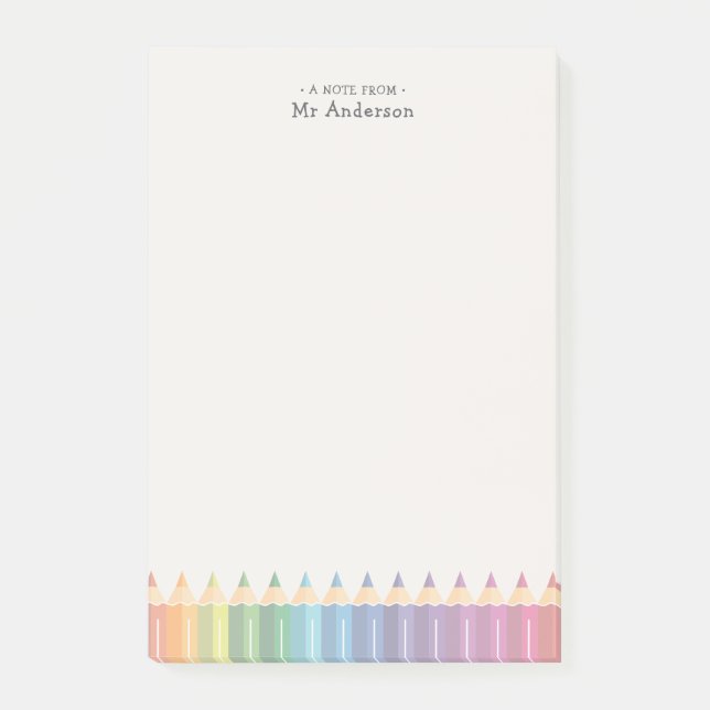 Personalized Teacher's Name Colorful Pencils Post-it Klebezettel (Vorderseite)