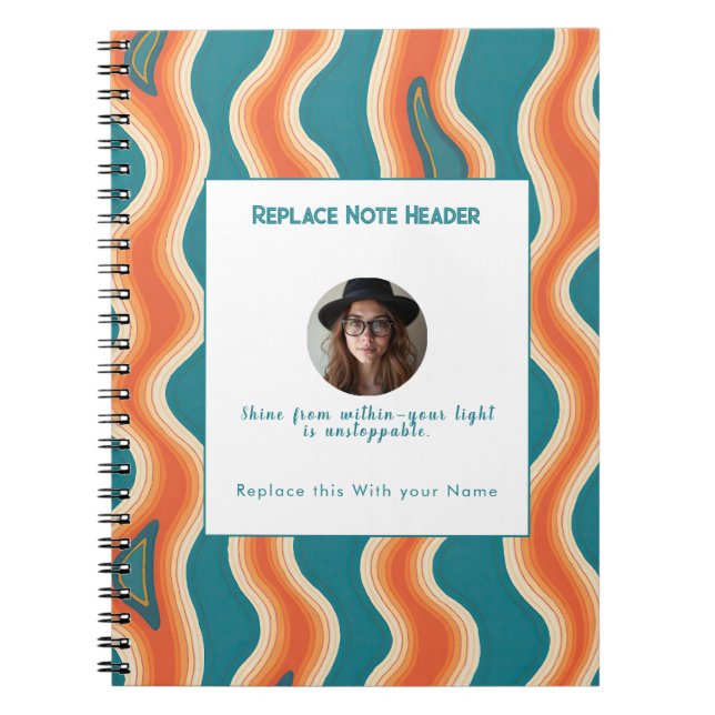 Personalized Teal and Orange Wave Patterned  Notizblock (Vorderseite)