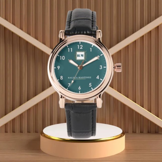 Personalized Teal Minimal custom name green Armbanduhr (Von Creator hochgeladen)