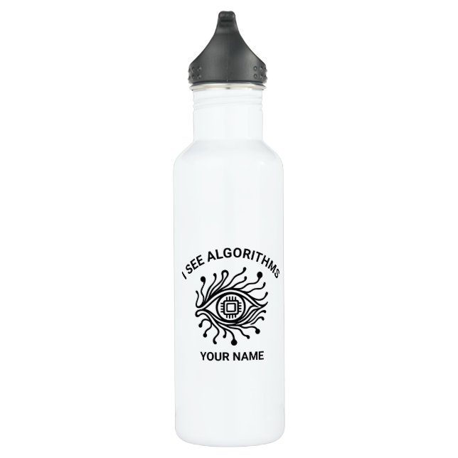 Personalized Tech Water Bottle with Custom Text Edelstahlflasche (Rechts)