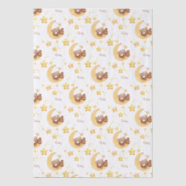 Personalized Teddy Bear Moon Baby Shower Seidenpapier