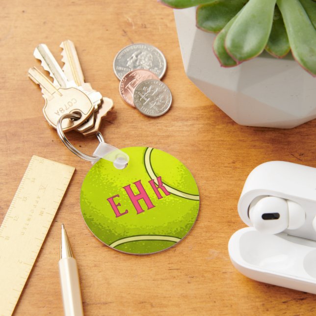 Personalized Tennis Ball Keychain with Initials Schlüsselanhänger (Schreibtisch)