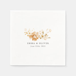 Personalized Terracotta Floral Elegant Wedding  Serviette