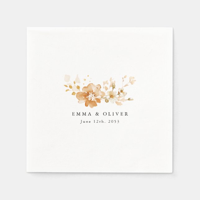 Personalized Terracotta Floral Elegant Wedding  Serviette (Vorderseite)