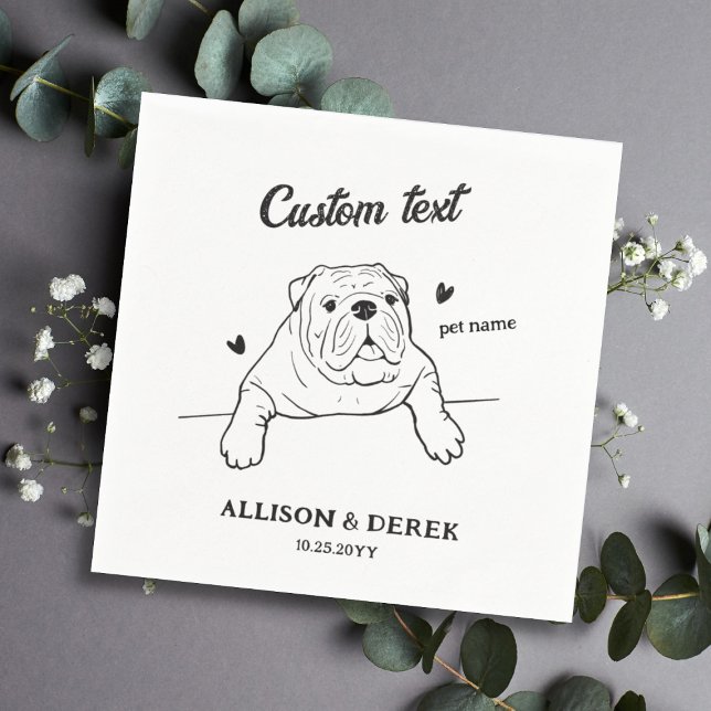 Personalized Text I Do Too Dog Bulldog Wedding Serviette (Von Creator hochgeladen)