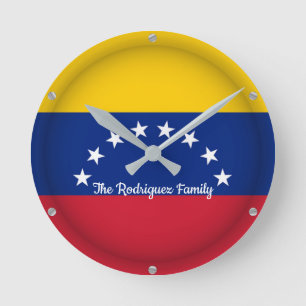 Personalized TEXT Proud Venezuela Flag Country Runde Wanduhr