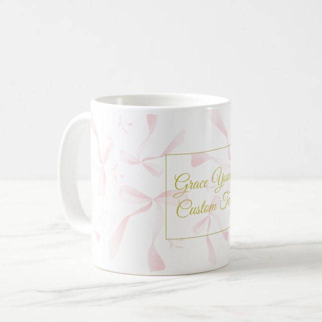 Personalized Text Watercolor Ribbon Pattern Design Kaffeetasse (Vorderseite Links)