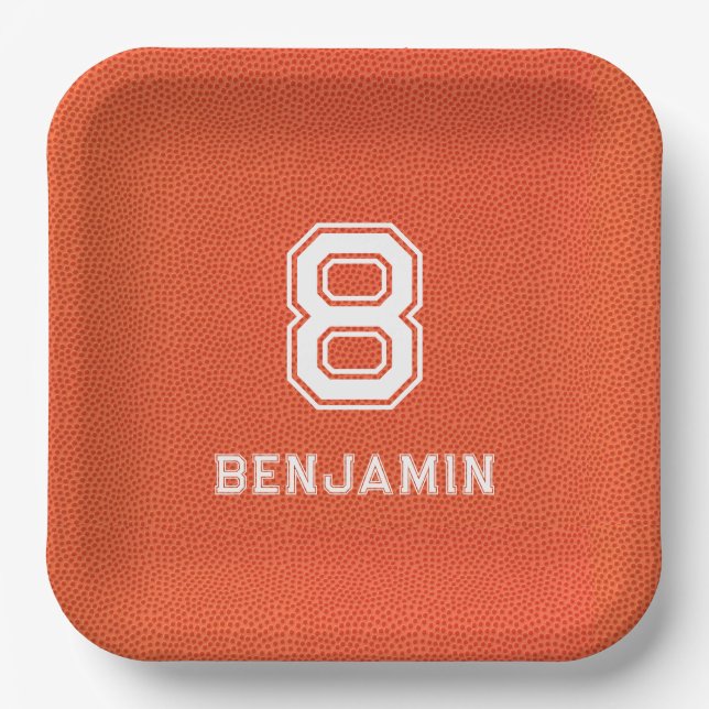 Personalized textured Basketball  Pappteller (Vorderseite)