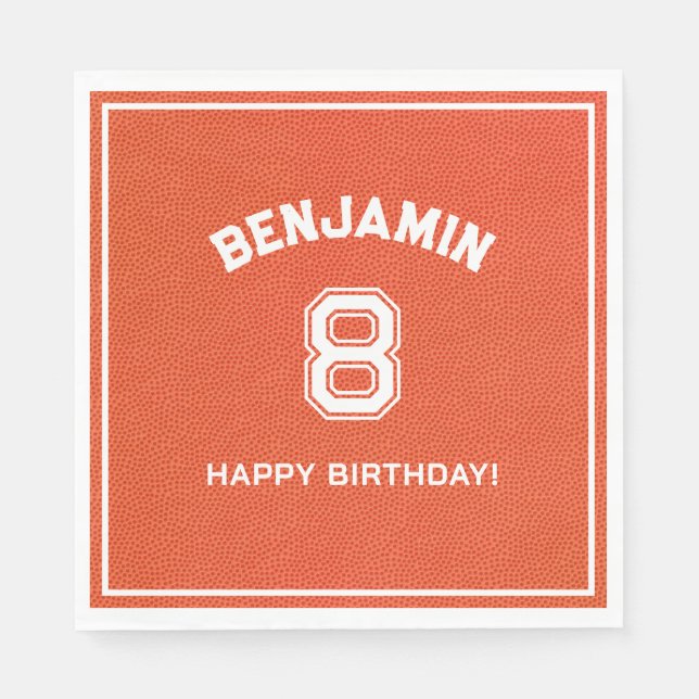 Personalized textured Basketball Party kids Napkin Serviette (Vorderseite)