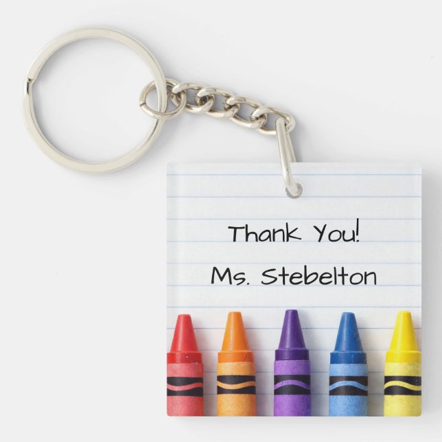 Personalized Thank You Crayon Teacher Keychain Schlüsselanhänger (Vorderseite)