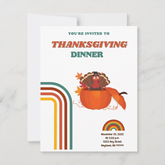 Personalized Thanksgiving Dinner  Invitation Einladung (Vorderseite)
