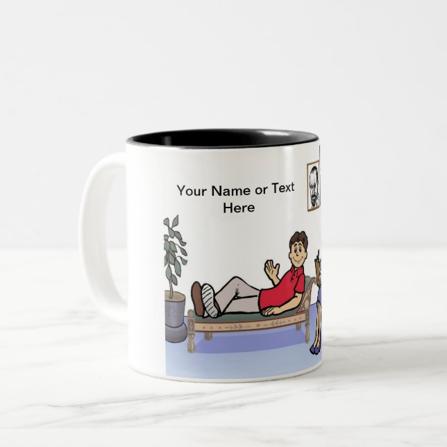 Personalized Therapist, Counselor - Female Cartoon Zweifarbige Tasse (Vorderseite Links)