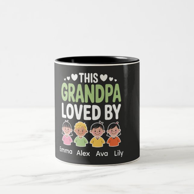 Personalized This Grandpa Loved By – Custom Kids  Zweifarbige Tasse (Mittel)