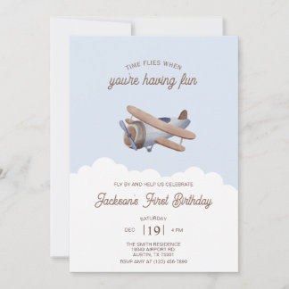 Personalized Time Flies Airplane Birthday party Einladung