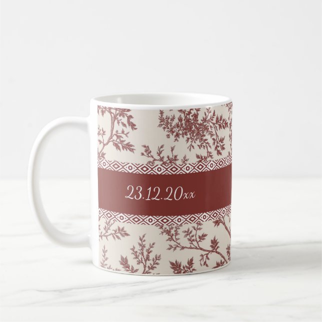Personalized Toile De Jouy Mug Custom Name Date Gi Kaffeetasse (Links)