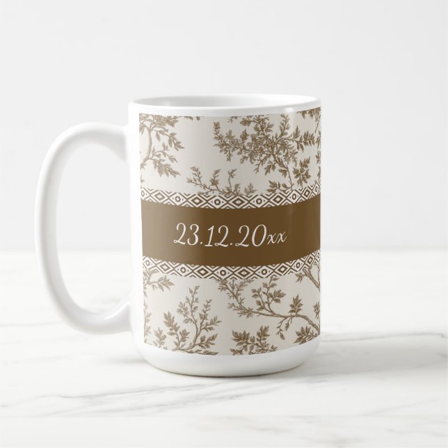 Personalized Toile De Jouy Mug Custom Name Date Kaffeetasse (Links)