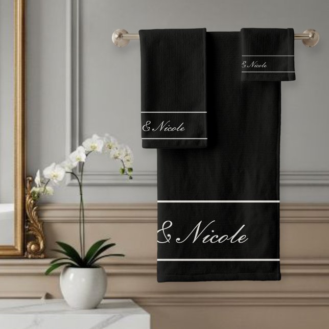 Personalized Towel Set, Elegant White, Classic Badhandtuch Set (Von Creator hochgeladen)