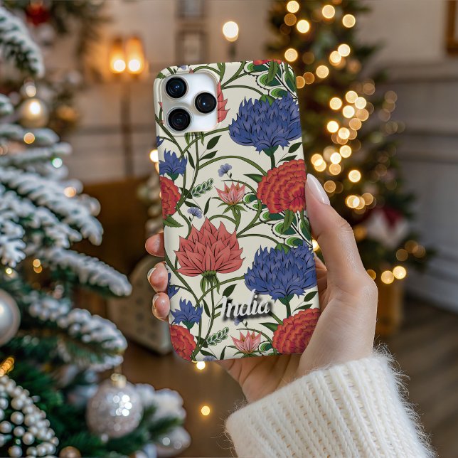 Personalized Trailing Indian Floral Phone Case iPhone Hülle (Personalize Your Tech! Add a custom name to this artistic phone case. It's the perfect unique gift!)