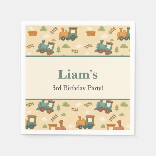 Personalized Train Birthday Party  Serviette (Vorderseite)