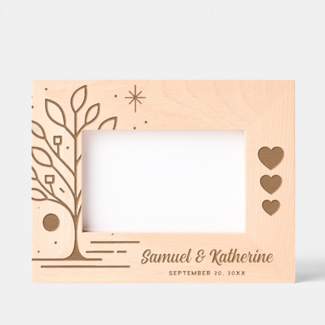 Personalized Tree of Life Wood Anniversary  Geätzte Rahmen (Vorderseite)