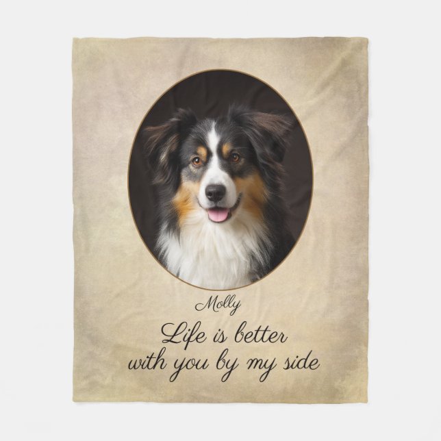 Personalized Tricolor Aussie by My Side Fleecedecke (Vorderseite)