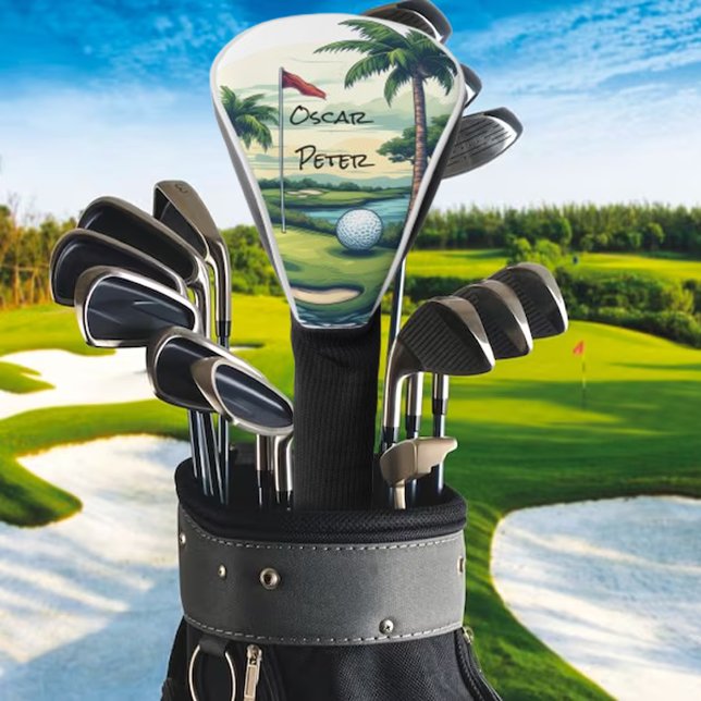 Personalized Tropical Island Golf Course Scene Headcover (Von Creator hochgeladen)