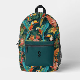 Personalized Tropical Jungle Parrot & Toucan Backp Bedruckter Rucksack