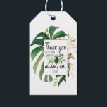 Personalized Tropical Wedding Thank You Favor     Geschenkanhänger<br><div class="desc">Make your wedding favors unforgettable with our personalized tropical wedding thank you tags. Featuring elegant watercolor greenery and floral accents, these custom tags are the perfect finishing touch for weddings, bridal showers, engagement parties, and anniversary celebrations. Personalize each tag with your names, wedding date, or special message, creating a keepsake...</div>
