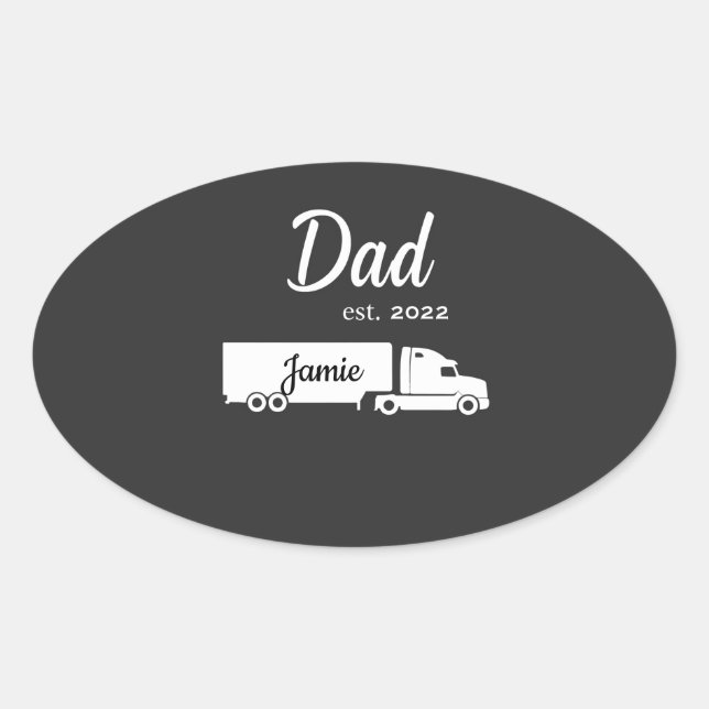 Personalized Trucker Dad Sticker with Semi Truck  (Vorderseite)