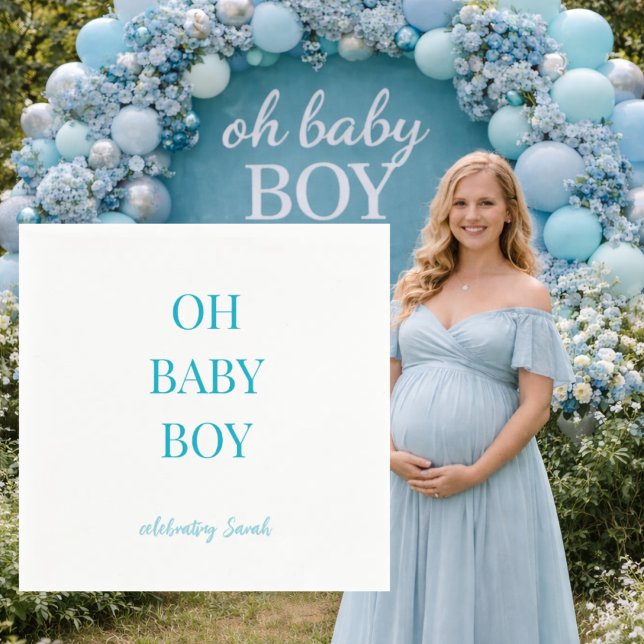 Personalized Turquoise Oh Baby Boy Shower Napkins Serviette (Von Creator hochgeladen)